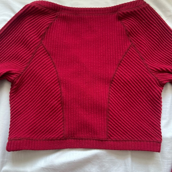 Red Ribbed Button-Up Cardigan - Picture 4 of 4